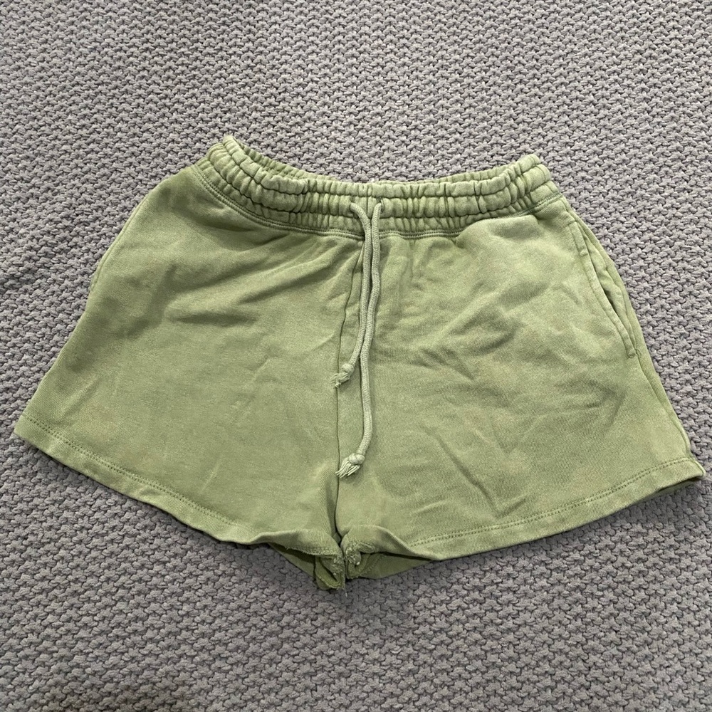 Army green sweatshorts
